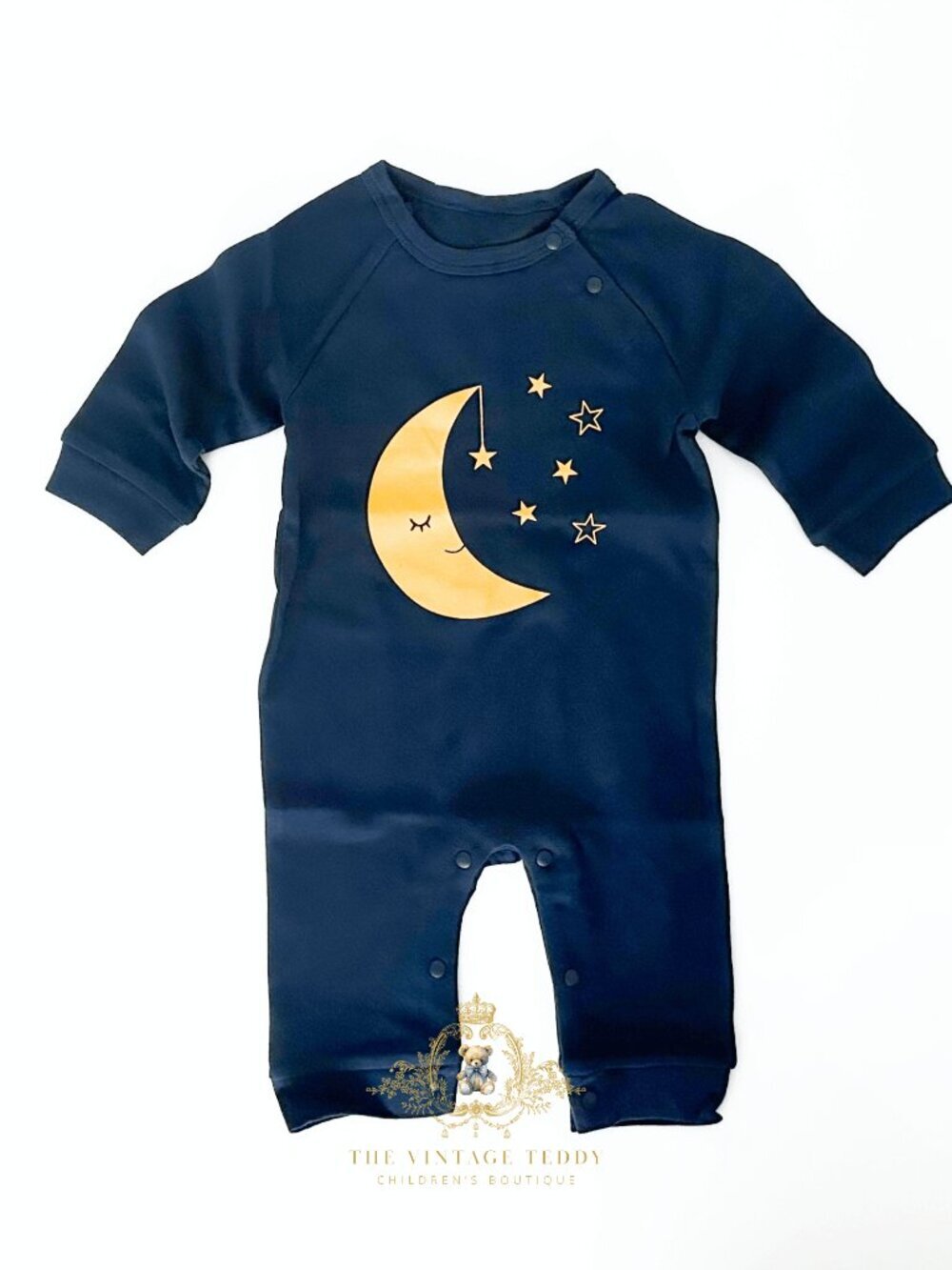NWT Cute Kids One-piece Sleep & Play Romper Long Sleeve Happy Moon & Stars 0-3M